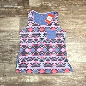 The North Face Pink and Blue Patterned Tank Top Size Large